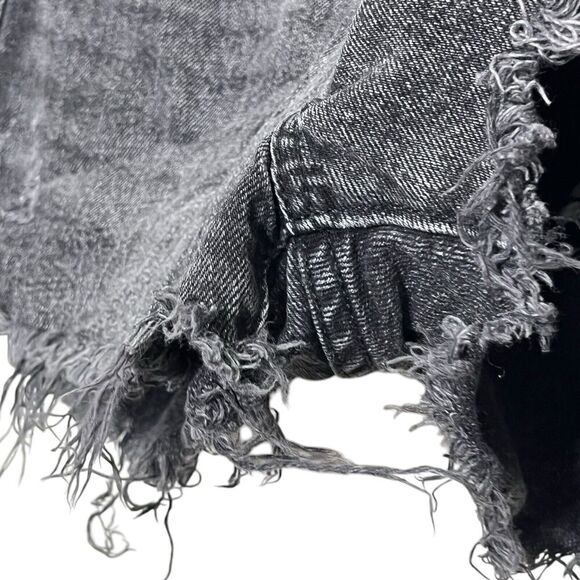 Levi’s 501 Distressed Black Denim Shorts Women’s Size 28 Button Fly Cutoff Rigid - Picture 6 of 10